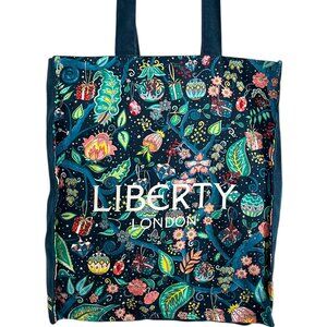 Liberty of London Christmas Canvas Bag Shopping Tote Green Ornaments Shoulder